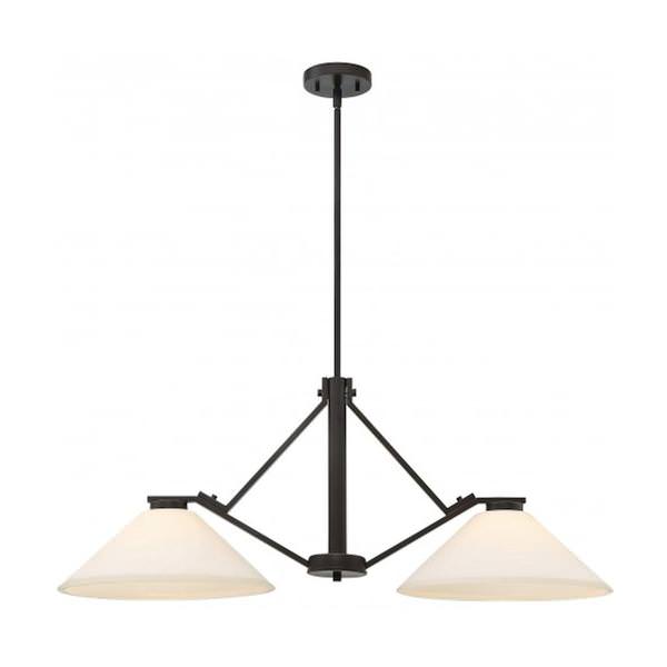 2 Light Mahogany Bronze Frosted Glass Shades Island Pendant Light Fixture