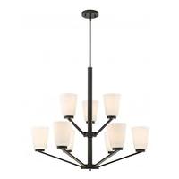 View 9 Light Mahogany Bronze Frosted Glass Shades Chandelier Light Fixture