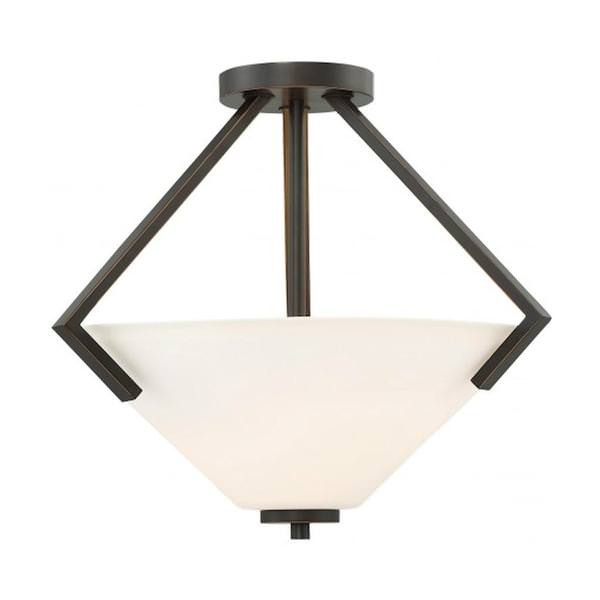 2 Light Mahogany Bronze Frosted Glass Shade Ceiling Light Fixture