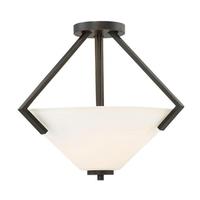 View 2 Light Mahogany Bronze Frosted Glass Shade Ceiling Light Fixture