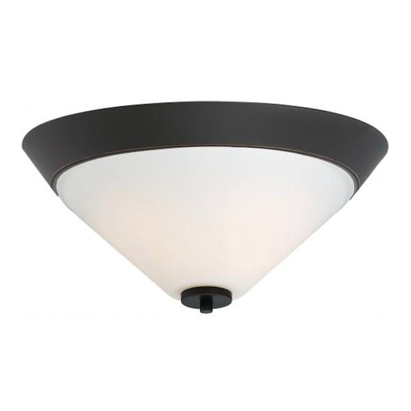 2 Light Mahogany Bronze Satin White Glass Shade Ceiling Light Fixture