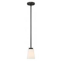 View 1 Light Mahogany Bronze Frosted Glass Shade Pendant Light Fixture