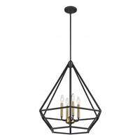 View 4 Light Aged Bronze with Brass Accents Pendant Light Fixture