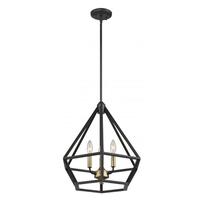View 3 Light Aged Bronze with Brass Accents Pendant Light Fixture