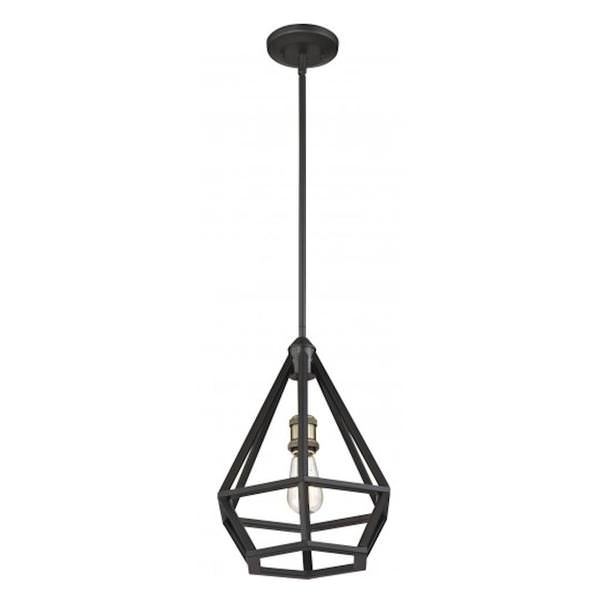 1 Light Aged Bronze with Brass Accents Pendant Light Fixture
