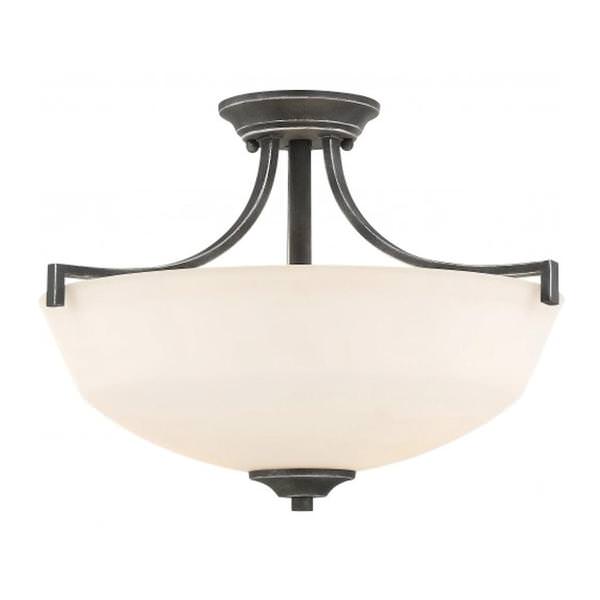 2 Light Iron Black Frosted Glass Shade Ceiling Light Fixture