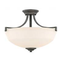 View 2 Light Iron Black Frosted Glass Shade Ceiling Light Fixture