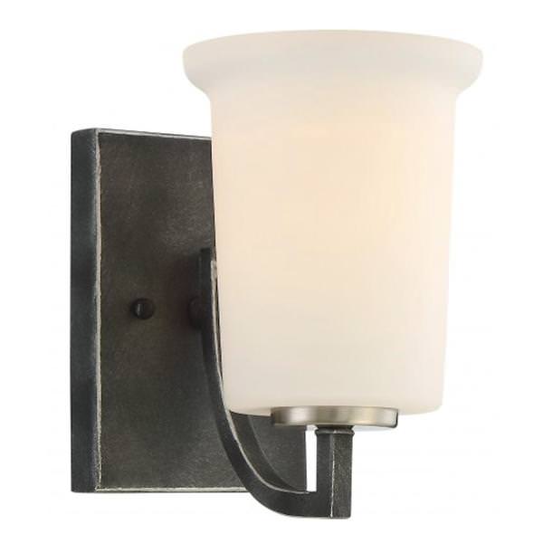 1 Light Iron Black Frosted Glass Shade Vanity Light Fixture