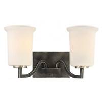 View 2 Light Iron Black Frosted Glass Shades Vanity Light Fixture