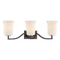 View 3 Light Iron Black Frosted Glass Shades Vanity Light Fixture