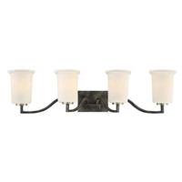 View 4 Light Iron Black Frosted Glass Shades Vanity Light Fixture