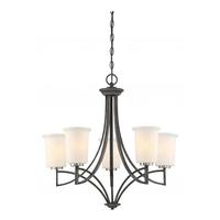 View 5 Light Iron Black Frosted Glass Shades Chandelier Light Fixture