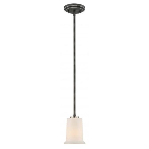 1 Light Iron Black Frosted Glass Shade Mini Pendant Light Fixture