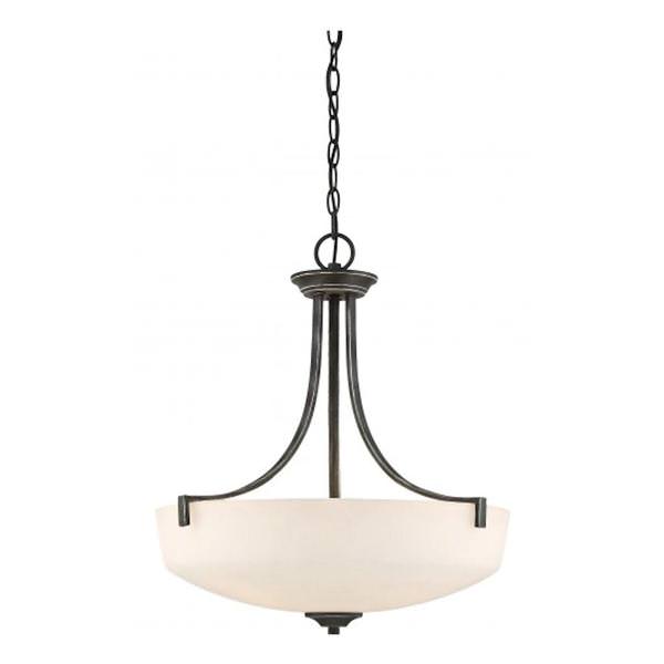3 Light Iron Black Frosted Glass Shade Pendant Light Fixture
