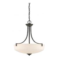 View 3 Light Iron Black Frosted Glass Shade Pendant Light Fixture