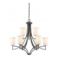 View 9 Light Iron Black Frosted Glass Shades Chandelier Light Fixture