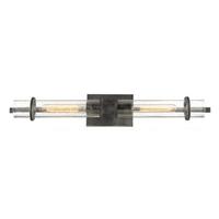 View 2 Light Iron Black Clear Seeded Glass Shades Vanity Light Fixture