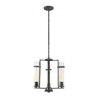 View 3 Light Iron Black Clear Seeded Glass Shades Chandelier Light Fixture
