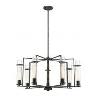Nuvo Lighting 7 Light Iron Black Clear Seeded Glass Shades Chandelier Light Fixture
