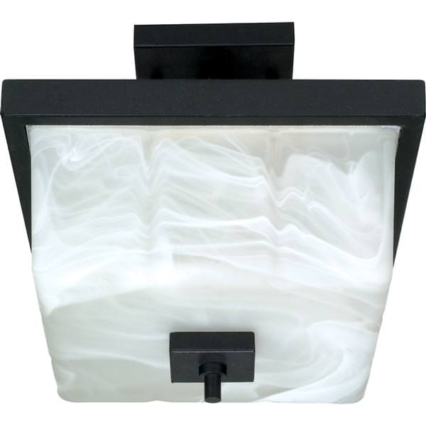 2 Light Textured Black Alabaster Swirl Glass Shade Ceiling Light Fixture