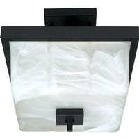 View 2 Light Textured Black Alabaster Swirl Glass Shade Ceiling Light Fixture