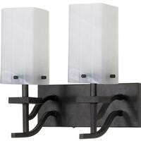 View 2 Light Textured Black Alabaster Swirl Glass Shades Vanity Light Fixture