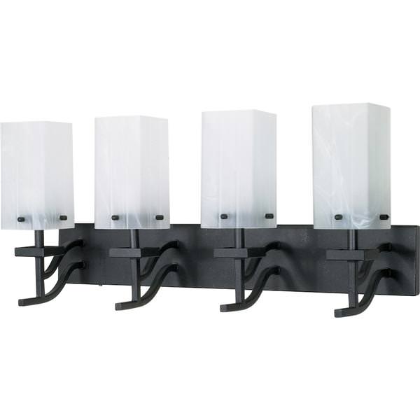 4 Light Textured Black Alabaster Swirl Glass Shades Vanity Light Fixture