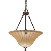 View 3 Light Copper Bronze Champagne Washed Linen Glass Shade Pendant Light Fixture