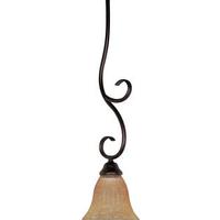 View 1 Light Copper Bronze Champagne Washed Linen Glass Shade Mini Pendant Light Fixture