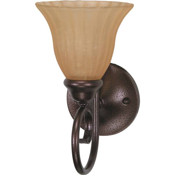 1 Light Copper Bronze Champagne Washed Linen Glass Shade Vanity Light Fixture