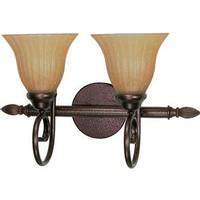 View 2 Light Copper Bronze Champagne Washed Linen Glass Shades Vanity Light Fixture