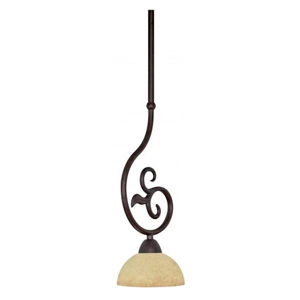 1 Light Old Bronze Tuscan Suede Glass Shade Mini Pendant Light Fixture
