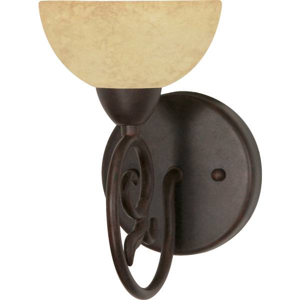 1 Light Old Bronze Tuscan Suede Glass Shade Vanity Light Fixture