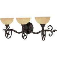 View 3 Light Old Bronze Tuscan Suede Glass Shades Vanity Light Fixture