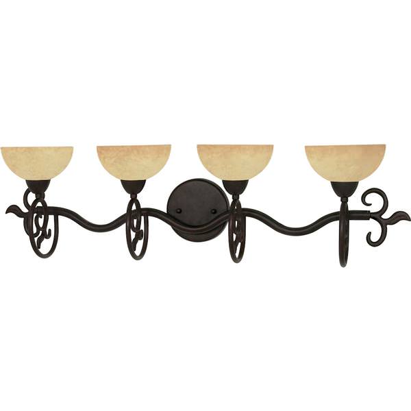 4 Light Old Bronze Tuscan Suede Glass Shades Vanity Light Fixture