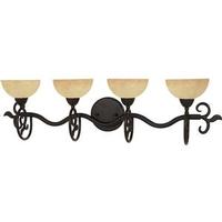 View 4 Light Old Bronze Tuscan Suede Glass Shades Vanity Light Fixture