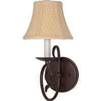 View 1 Light Old Bronze Linen Waffle Fabric Shade Wall Sconce Light Fixture