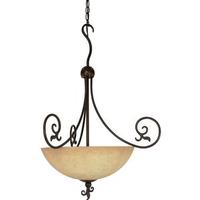 View 3 Light Old Bronze Tuscan Suede Glass Shade Pendant Light Fixture