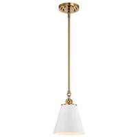 Nuvo Lighting 1 Light Vintage Brass White Shade Pendant Light Fixture