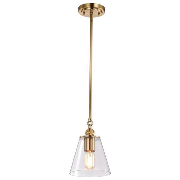 1 Light Vintage Brass Clear Shade Pendant Light Fixture