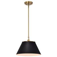 Nuvo Lighting 1 Light Vintage Brass Black Shade Medium Pendant Light Fixture