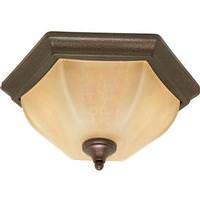View 2 Light Copper Bronze Champagne Washed Linen Glass Shade Ceiling Light Fixture