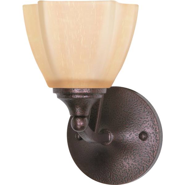 1 Light Copper Bronze Champagne Washed Linen Glass Shade Vanity Light Fixture