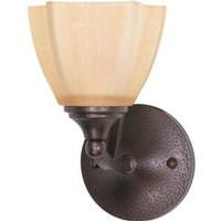 Nuvo Lighting 1 Light Copper Bronze Champagne Washed Linen Glass Shade Vanity Light Fixture