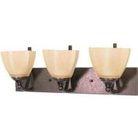 View 3 Light Copper Bronze Champagne Linen Glass Shades Vanity Light Fixture