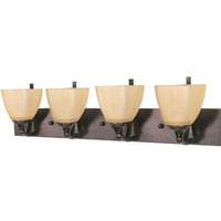 Nuvo Lighting 4 Light Copper Bronze Champagne Washed Linen Glass Shades Vanity Light Fixture