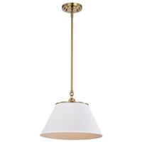 Nuvo Lighting 1 Light Vintage Brass White Shade Medium Pendant Light Fixture