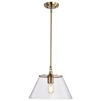 Nuvo Lighting 1 Light Vintage Brass Clear Shade Medium Pendant Light Fixture