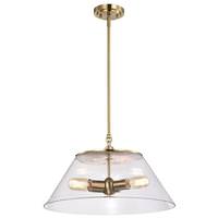 View 3 Light Vintage Brass Clear Shade Large Pendant Light Fixture
