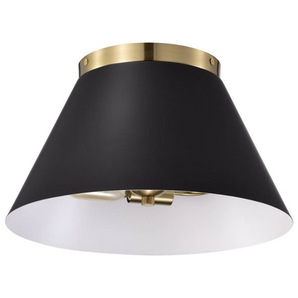 3 Light Small Vintage Brass/Black Ceiling Light Fixture